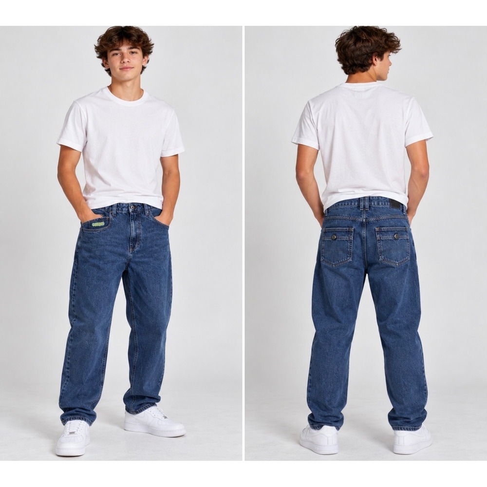 Empyre Easy Now Baggy Skate Jeans Dark Wash Blue Denim Size 33 Y2K Streetwear